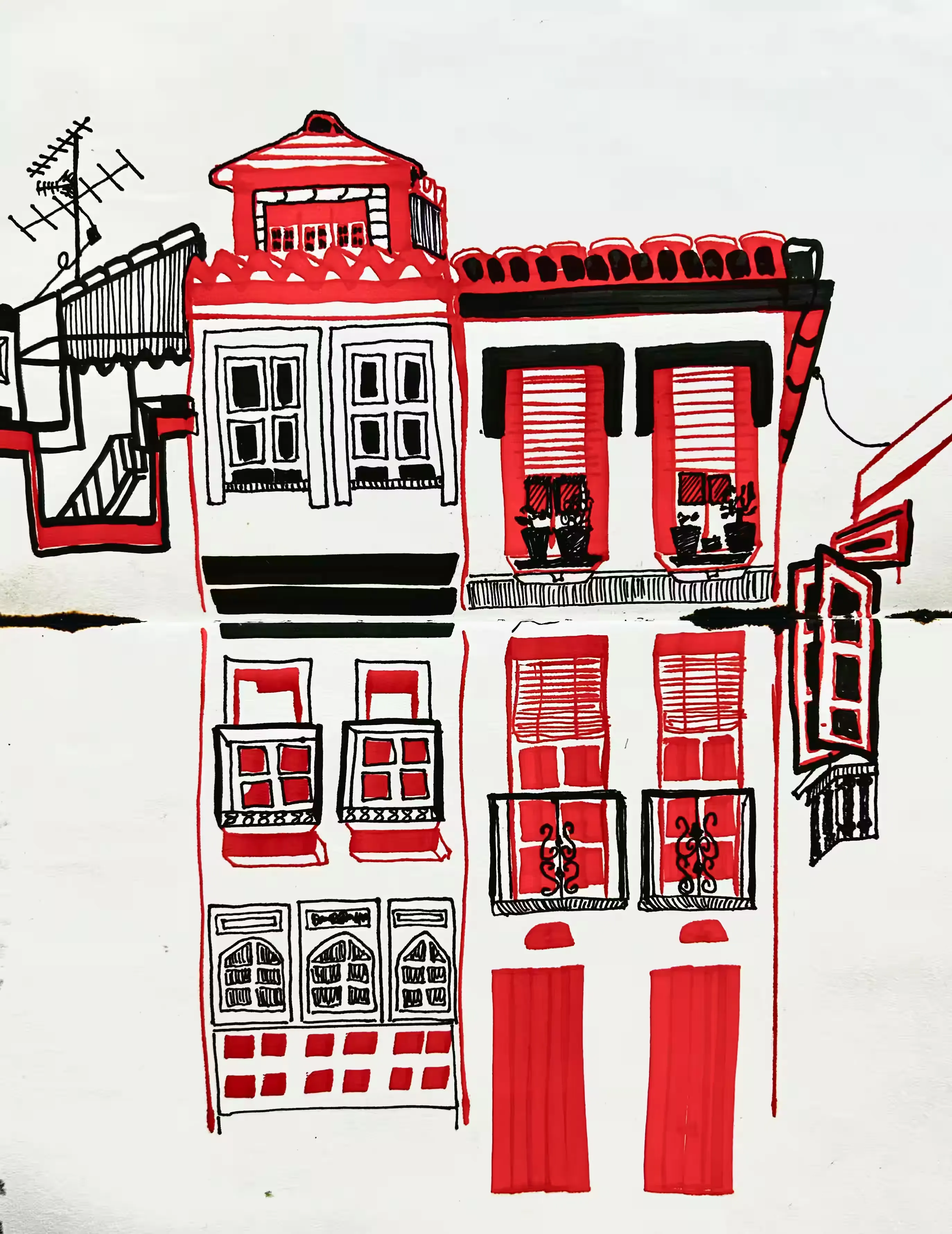 Architectural study of facade in Malaga