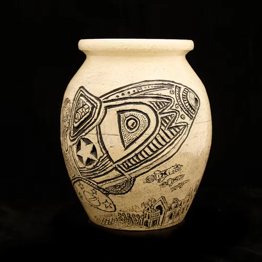 Rocket Man - stoneware pot - View 3