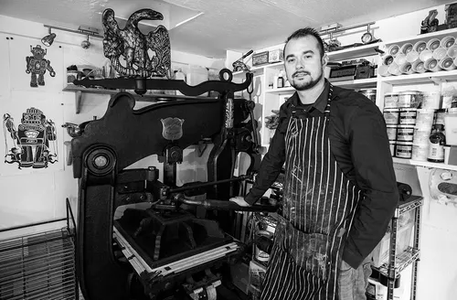 Fernando Feijoo in his studio workspace